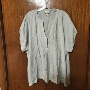 Ava & Viv Light Blue Button-Front Tunic